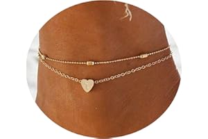 Kyerlyn Tiny Initial Heart Anklet 18K Gold Plated Dainty Personalized Letter Heart Charm Anklet Layered Cute Beaded Handmade Carved Alphabet A-Z Layer Anklet Summer Beach Gift for Her