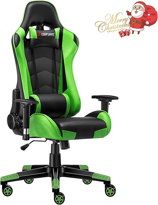 Jl Comfurni Gaming Chair Racing Style Ergonomic Swivel Computer Office Desk Chairs Adjustable Height Reclining High Back With Lumbar Cushion Headrest Leather Gamer Chair Red Game Recreation Room Furniture Gaming Chairs