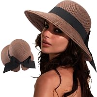 DRESHOW Sun Hats for Women Travel Fedora Foldable Beach Sun  display picture 1