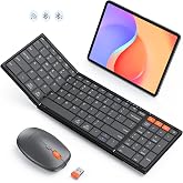 MEETION Foldable Wireless Keyboard and Mouse Combo, Rechargeable | Full-size folding design, 2.4G plus dual Bluetooth, compact for business travel, compatible with Windows, Mac, iPad, Android