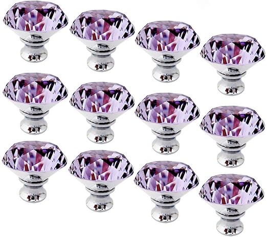 Amazon Com Cskb 12 Pcs 30mm Purple Crystal Knob Diamond Cut Door