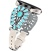 JR.DM Leather Band Women Compatible with Samsung Galaxy Watch 7/6/5/4/Active 2 40mm 44mm/Watch 6 Classic 43mm 47mm/Watch 5 Pro 45mm/Watch 4 Classic 42mm 46mm, Western Boho 20mm Straps, Starlight