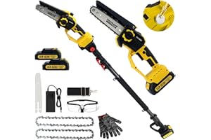 Autubin 2-in-1 Electric Pole Saws for Tree Trimming, 1200W Brushless Cordless Pole Saw & 6 Inch Mini Chainsaw,16 Ft Max Reach & Multi-Angle, Tree Trimmer Branch Cutter Limb Pruner with 2 Batteries