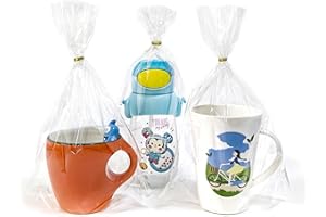 QOIUSO 50 Pcs 8x11 Inch Clear Gift Bags with Bottom Gusset and Twist Ties – Flat Bottom Cellophane Bags for Goodies, Cookies, Candy, Bakery Treats and Small Party Favors, Christmas and Thanksgiving