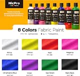 Nicpro 8 Colors Permanent Fabric Paint 4 oz 120 ml Non-Toxic Textile Paint view 2
