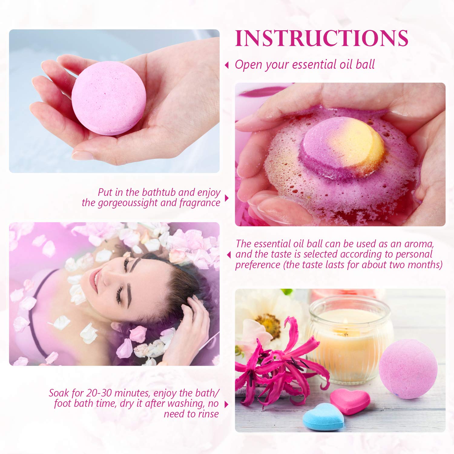 Peradix Boules de Bain Effervescentes 16 PCS - Kit de Boule pour Le Bain, Multicolores Bio pour Homme Femme Enfant,Spa Luxueux,Bain Moussant Senteur Relaxante,Coffret Bombes de Bain de Saint-Valentin