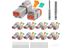 JRready ST6318-201 DT Deutsch Connector Kit - 8 Sets 2 Pin Gray Waterproof DT Connectors with Size 16 Solid Contacts 14-20AWG