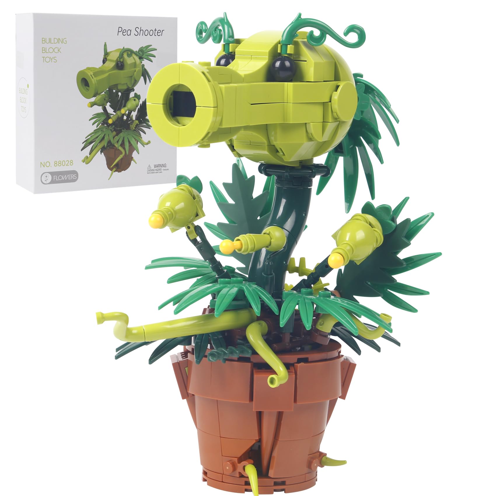 Photo 1 of Peashooter Plant Building Toys Model compatible with major brand size,Unique Plants and Zombis Toy Christmas DIY Architecture or Decor,A Greative Display Present for 6+ Boys or Girls(2025 New)