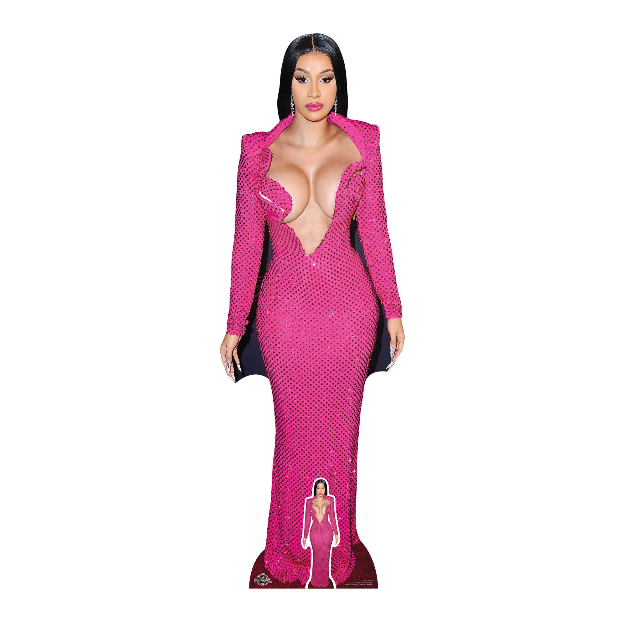 STAR CUTOUTS CS885 Cardi B Lifesize Cardboard Cutout with Free Mini Standee for Fans, Gifts, Birthdays & Parties, Solid, Multicolour, Regular