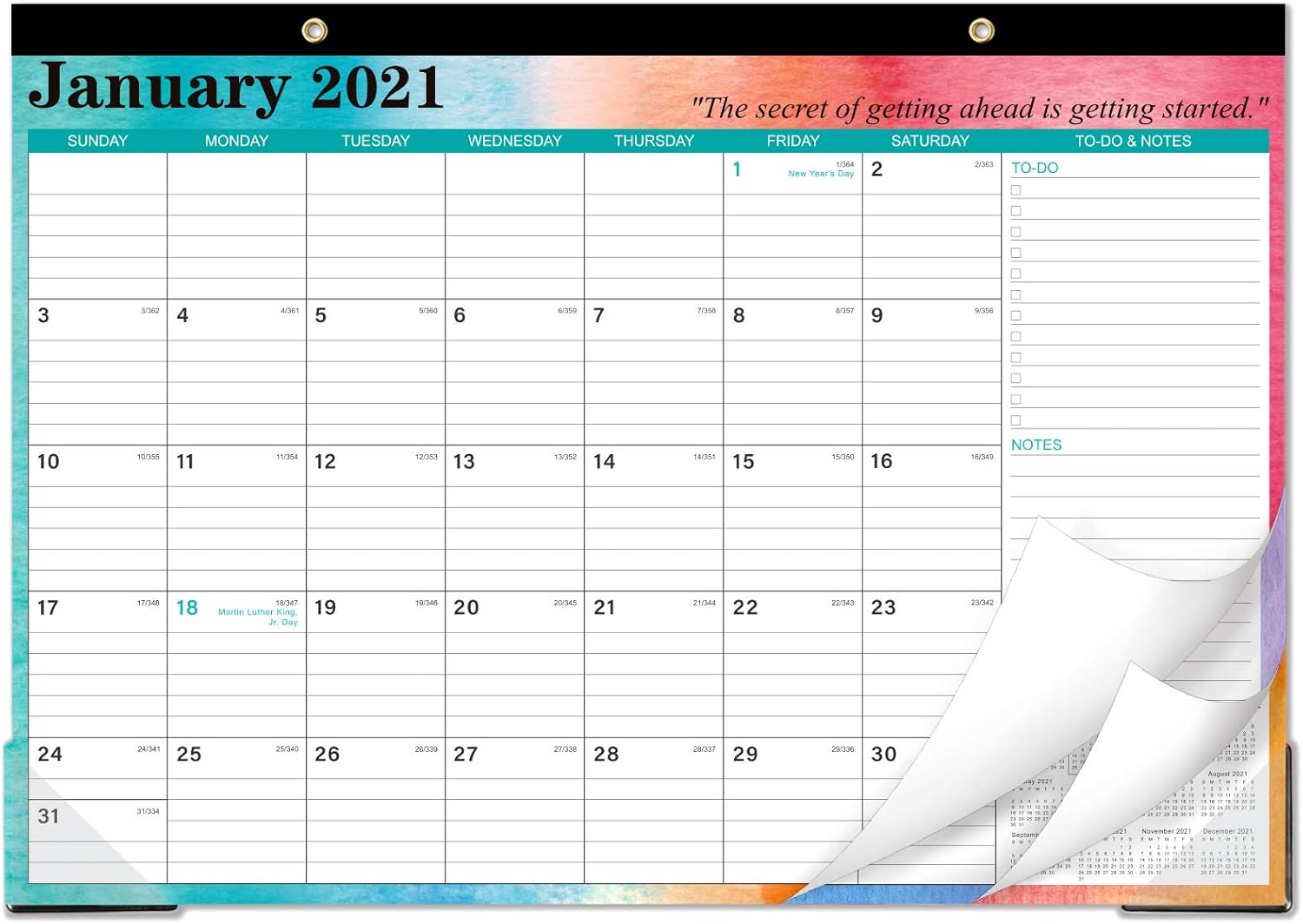 2021 Desk Calendar Desk Calendar 2021 with todo & Notes