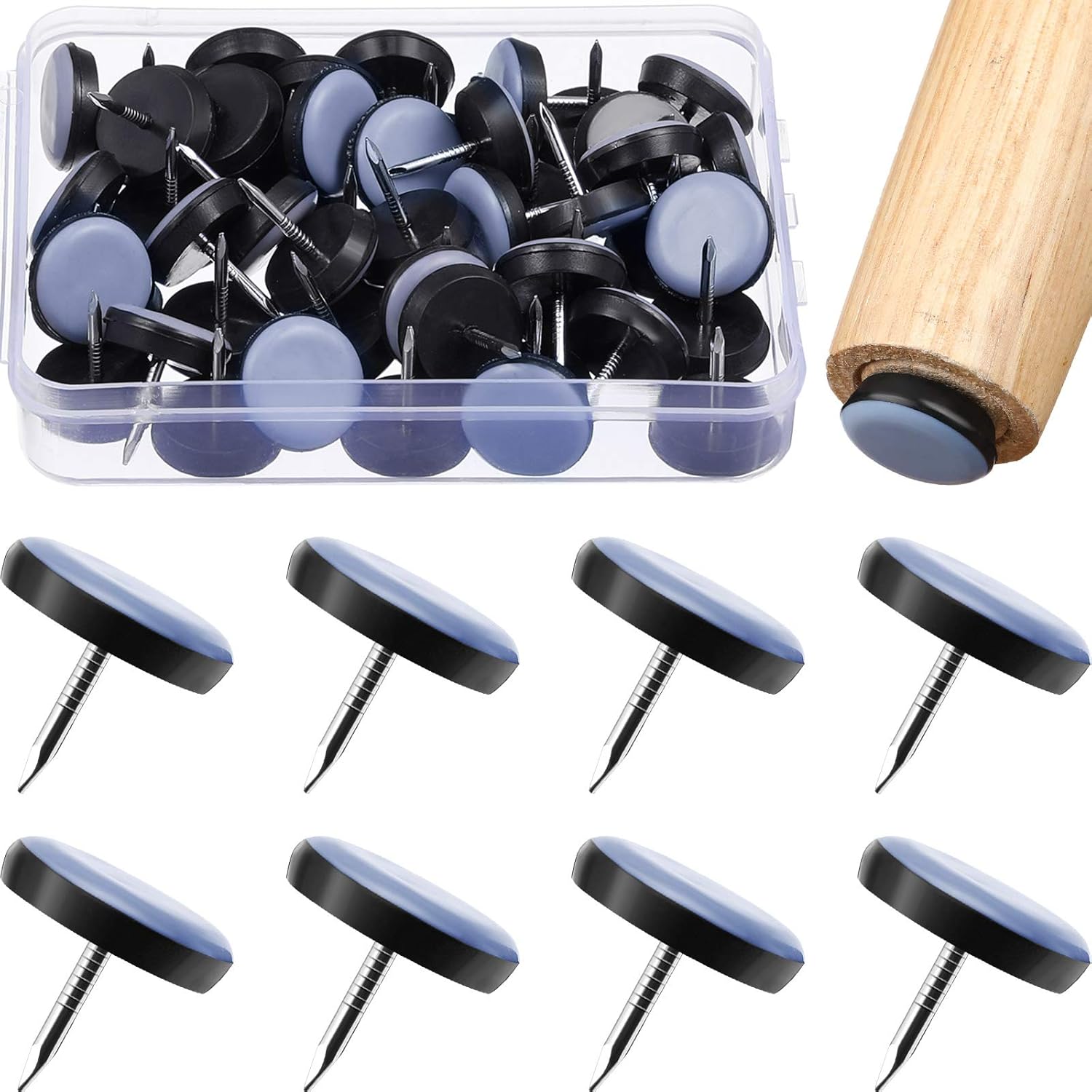 50 Pieces Furniture Glides Sliders Chair Glides Nail on Furniture Sliders Moving Pads Round Furniture Movers for Carpet, Tiled and Hardwood Floors
