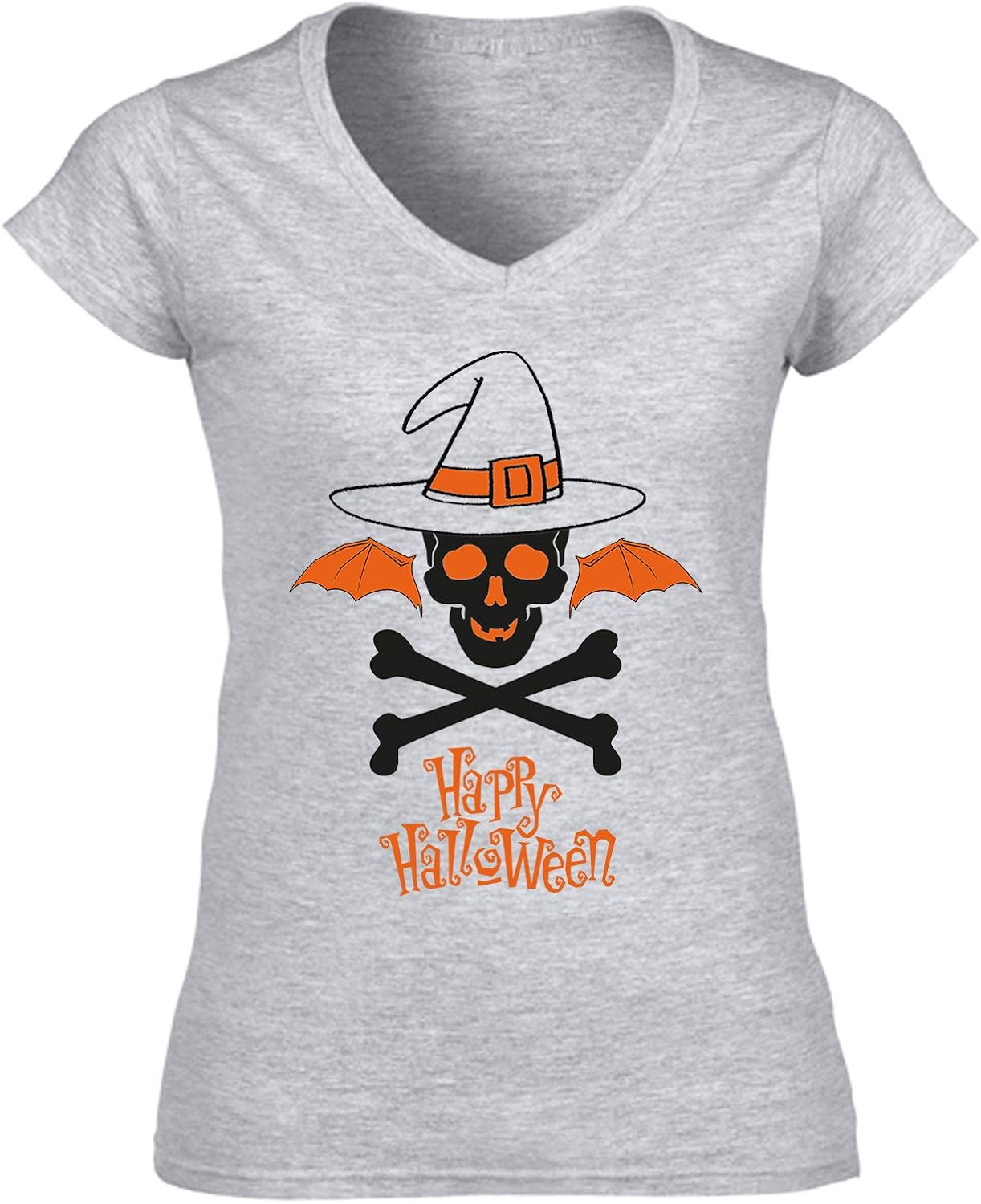 Teesquare1st Women's HALLOWEEN SKULL Grey TShirt Amazon.de Bekleidung