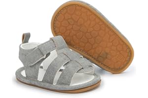 Fromosa Infant Baby Boys Girls Summer Sandals Brown Newborn Lightweight Pu Leather Non-slip Rubber Sole Toddler Outdoor Beach Open Toe First Walker Shoes 12-18 Months