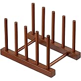 HBlife Teak Dish Plate Bowl Cup Book Pot Lid Cutting Board Drying Rack Stand Drainer Storage Holder Organizer Kitchen Cabinet(Keep Dry)