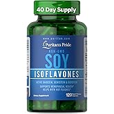 Puritan's Pride Non-GMO Soy Isoflavones 750mg, Dietary Supplement with Active Daidzein, Genistein, and Glycitein Supports Menopause and Hot Flashes, 120 Rapid Release Capsules