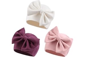 Bamery Newborn Baby Girl Hat Cotton Baby Bow Beanie Preemie Hats Spring Infant Hats for Girls 0-12 Months