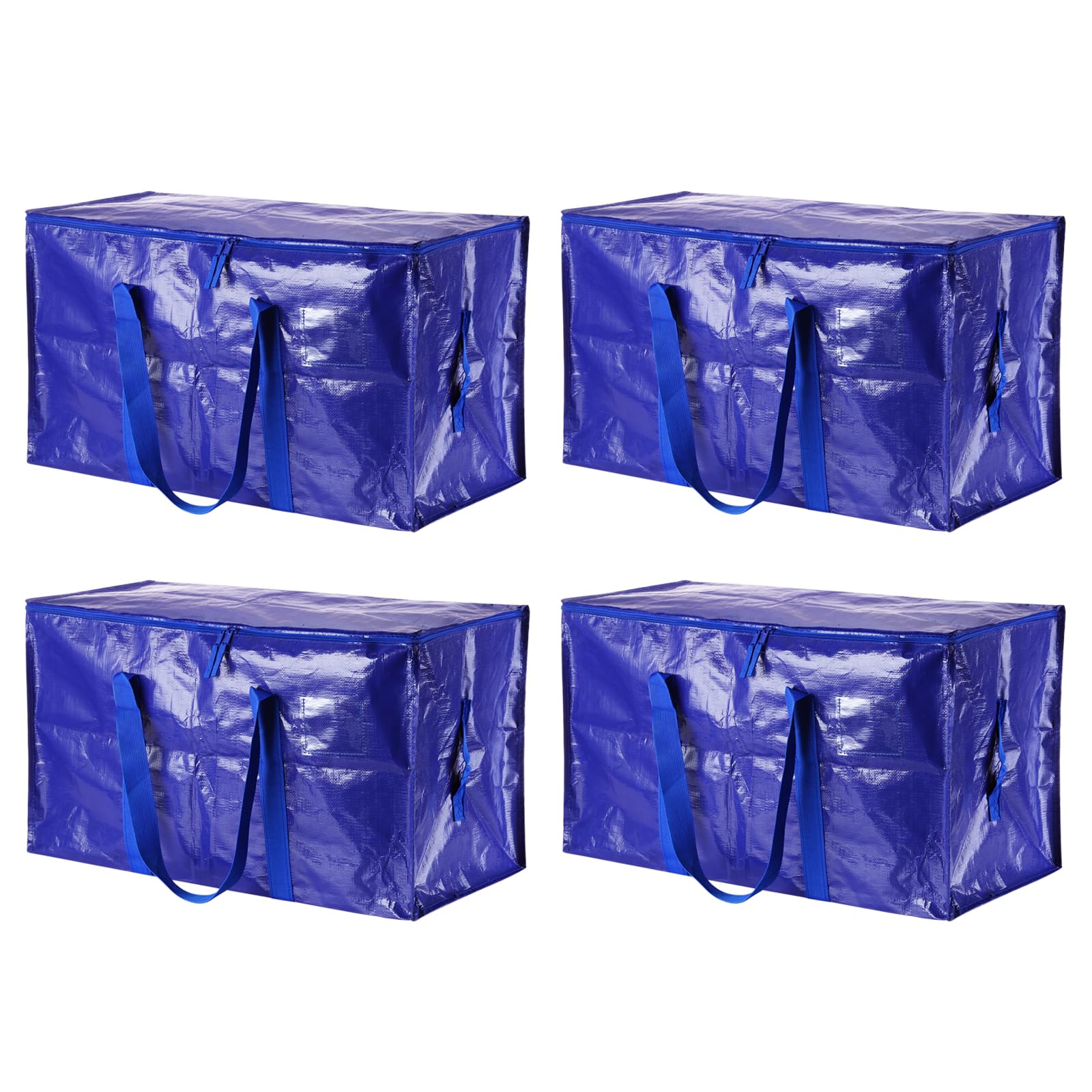 PATIKIL Extra Large Moving Bags, 4 Pack with Reinforced Handles and Zipper Storage Tote Packing Bags Collapsible for Clothes Moving Supplies,Blue