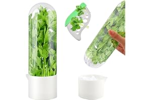 Rinelavie Herb Saver for Refrigerator With Herb Stem Stripping Tool,Herb Keeper & Cilantro Container,Vegetable Preservation B
