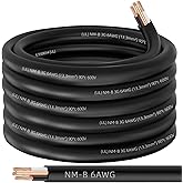 XMK NM-B 6/3 Wire with Ground,35ft 6 AWG Copper Wire,6 Gauge 3 Conductor | Nonmetallic Sheathed 6/3 NM-B Cable with Ground,Residential Indoor Electrical Wiring for Branch Circuit Switches,Outlets