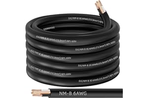 XMK NM-B 6/3 Wire with Ground,35ft 6 AWG Copper Wire,6 Gauge 3 Conductor Nonmetallic Sheathed 6/3 NM-B Cable with Ground,Residential Indoor Electrical Wiring for Branch Circuit Switches,Outlets,Other Load
