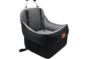 TOMYANNER Dog Booster Car Seat for Small/Medium Dogs up to 35 lbs,Interior 7 Inches Elevated Pet Booster Seat,Ultra Soft Fabric and Memory Foam Car Dog Bed,Safety,Comfy,Fully Detachable Washable(H-Black/Grey)