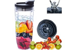 ABTER Replacement blender Blade and 32oz Cup Accessories with Lid, Only Compatible with Nutri Ninja SS150,SS151,SS300, SS350,SS351, CO351B, SS100, SS101, CO101B,SS400,SS401