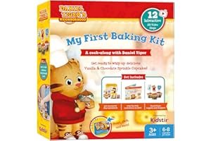 KIDSTIR Daniel Tiger Kids Baking Kit Cooking Set For Kids Cupcakes DIY Kit, My First Baking Kit With Premeasured Ingredients, Daniel Tiger Book With AR Cook-Along Videos, Kids Baking Set