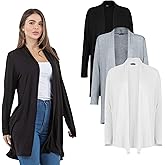 Azules 3 Pack Lightweight Cardigan for Women – Long Sleeve Open Front Longer Length & Flowy Rayon Casual for Everyday Wear