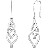 Dazzlingrock Collection Round Gemstone or Natural Diamond Infinity Knot Twist French-Wire Dangle Drop Earrings for Women in 10K Real Solid Gold
