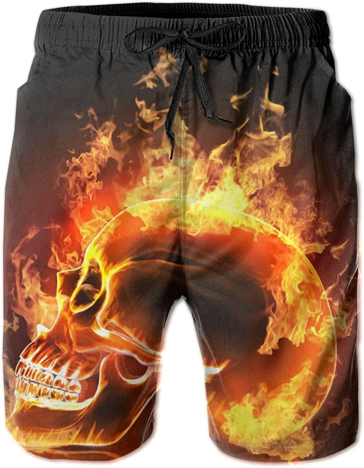 Flame Skull Burning Fire Cool Skulls Men's Swim Trunks Quick Dry Beach