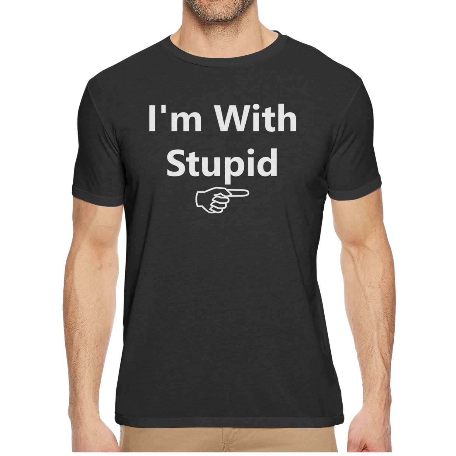 I'm With Stupid Casual O Neck Short Sleeve Tee T Shirt