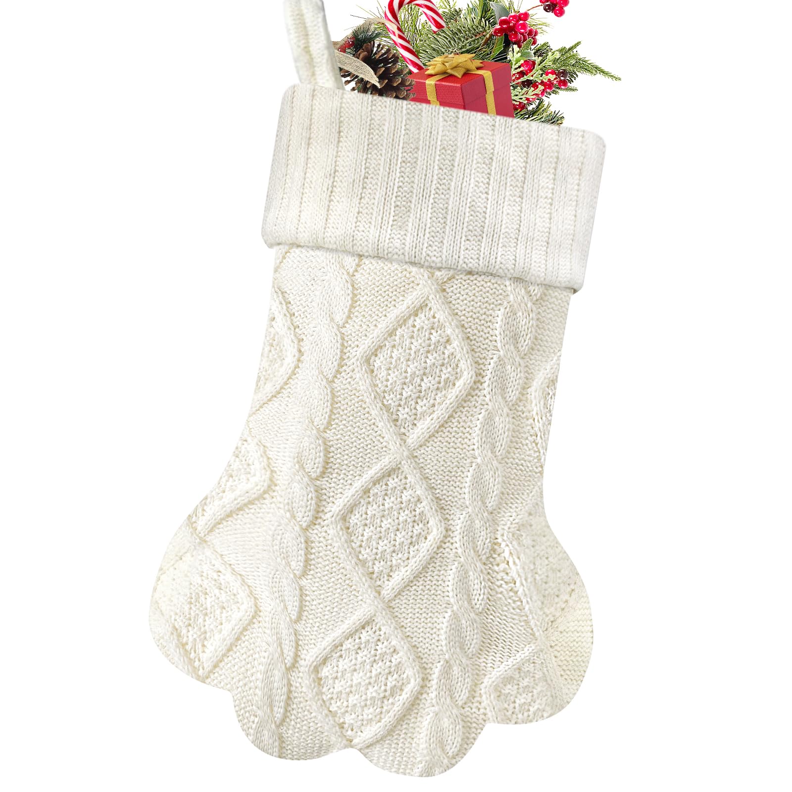 Photo 1 of Malier Christmas Stocking for Dogs Cats, Knit White Dog Christmas Stocking, Paw Shape Pet Christmas Stocking Large Cat Stockings Hanging Stocking for Dogs Cats Pets (White)