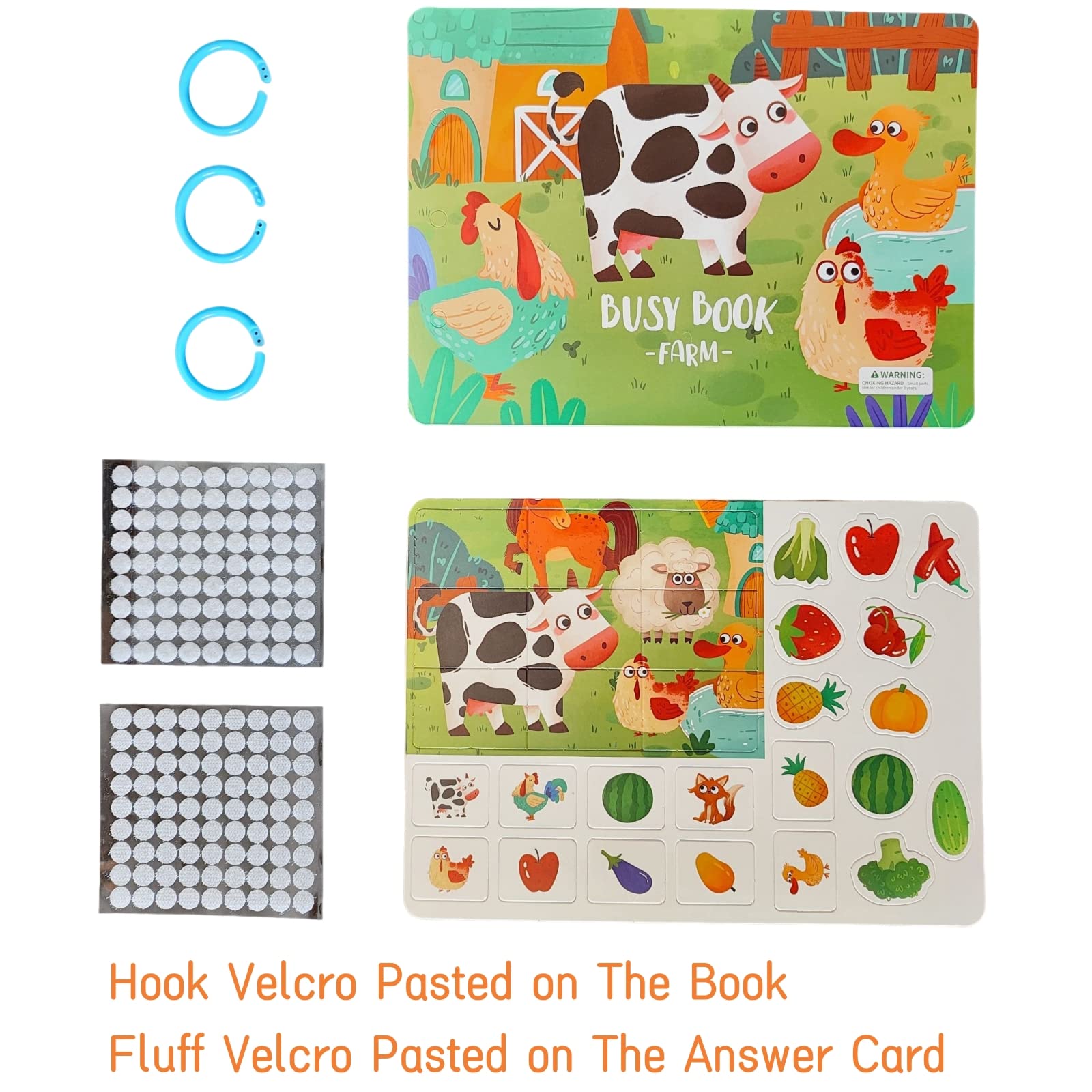 2 Pack DIY Montessori Busy Book for Toddlers, Montessori Quiet Book for Kids, Farm Dinosaur Preschool Learning Activities Learning & Education Toys