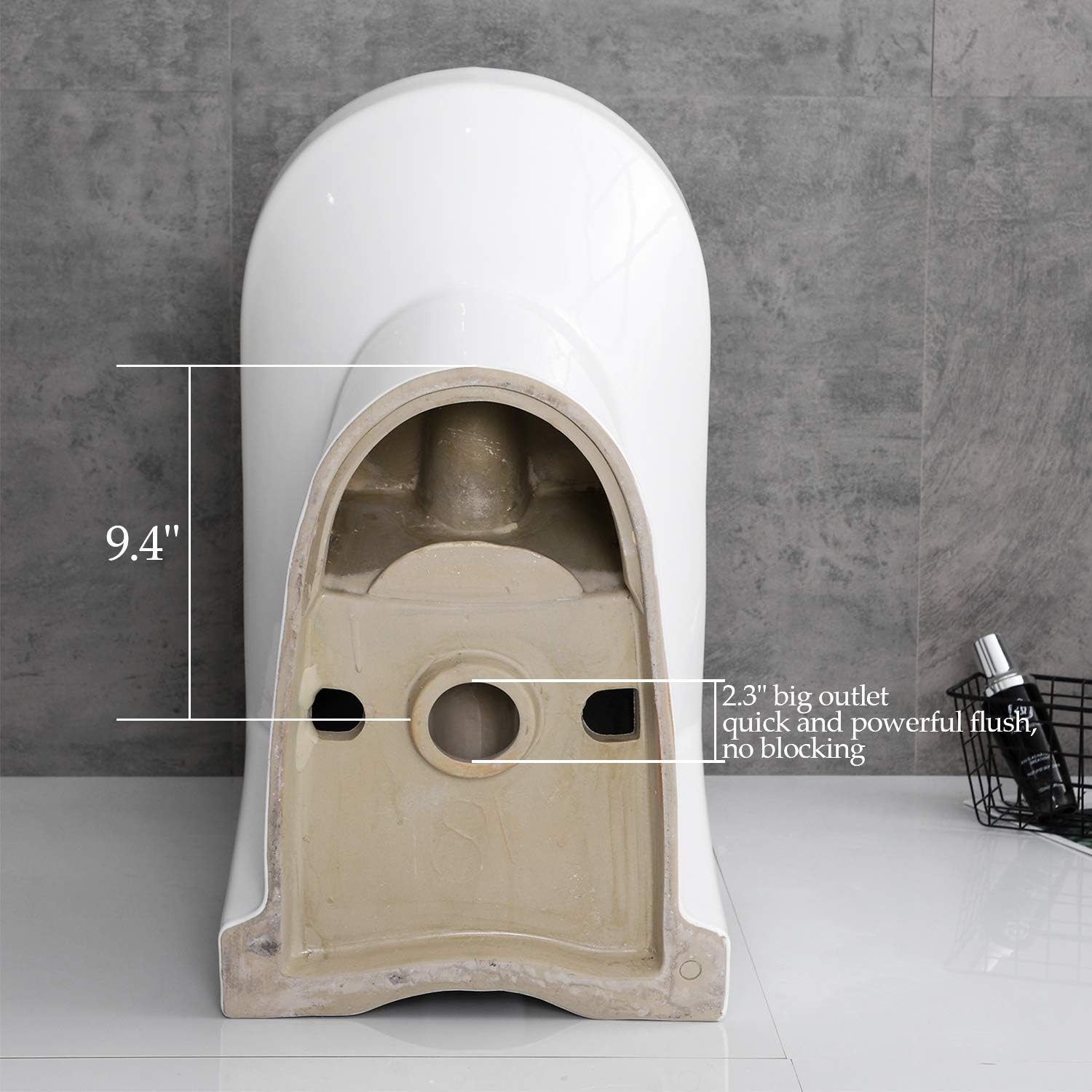 HOROW HWMT-8733S Small Toilet 25" Long x 13.4" Wide x 28.4" High 1-Piece Short Compact Bathroom Tiny Mini Commode Water Closet Dual Flush Concealed Trapway - - 
