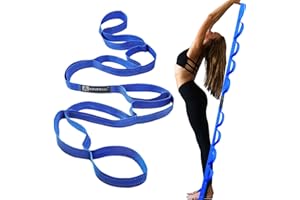 A AZURELIFE Premium Durable Stretch Straps with Loops, Stretching Strap for Physical Therapy, Multi-Loop Yoga Strap Fitness Exercise Strap for Yoga, Pilates, Dance, Flexibility&Exercise