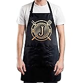 InnoBeta Personalized Aprons for Men with Pockets, Grilling BBQ aprons, Unique Gifts for Cooks - Adjustable Neck Strap, Black