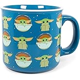 Silver Buffalo Star Wars The Mandalorian Repeat Poses Ceramic Camper-Style Coffee Mug, 20-Ounces