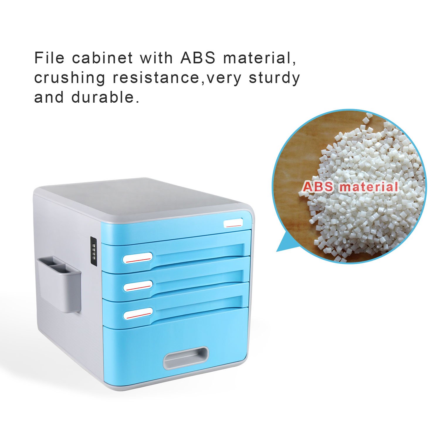 Plastic Storage Drawers Desk Storage Unit Organizer Lockable File Cabinet A4 Box For Office ,Cyan