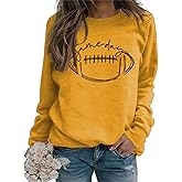 HAN YUAN Womens Game Day Sweatshirt Football Graphic Print Pullover Long Sleeve Crewneck Casual Tops