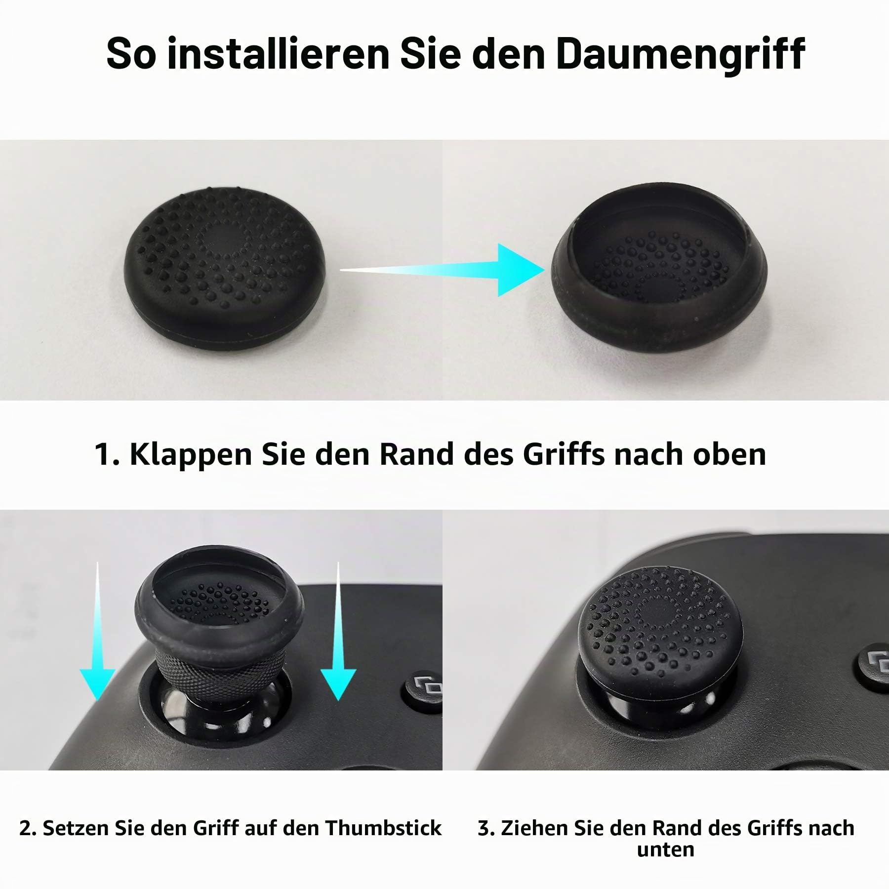 PlayVital Silikon Hülle für Xbox Series X & S Controller,Case Anti-Rutsche Schutzhülle Hülle Griffe Skin Weiches Gummi Grips für Xbox Series X & S Controller(Schwarz) 4