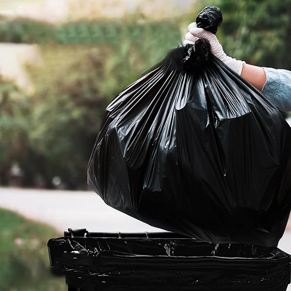 16-25 GALLON TRASH BAGS – BULK 520 COUNT – MEDIUM-LARGE BLACK GARBAGE BAGS, ONE SIZE FITS 16, 20, 25 GAL TRASH CAN LINERS FOR BATHROOM, KITCHEN, HOME, OFFICE & COMMERCIAL – TEAR-OFF ROLL