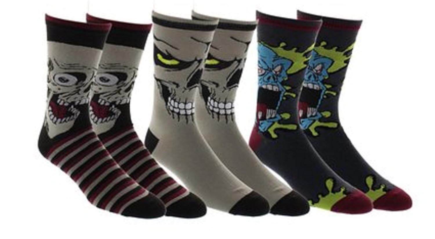Men's Zombie Splatter Faces 3Pack Dress Socks Clothing