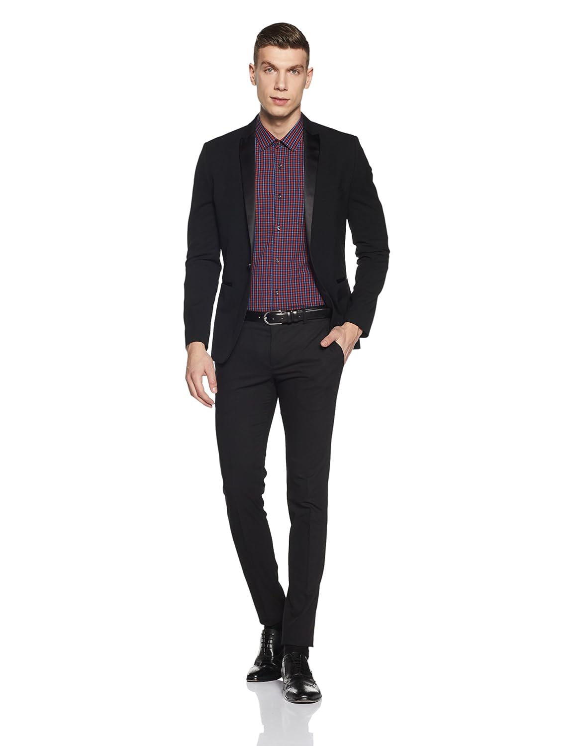 peter england men's checkered slim fit formal shirt