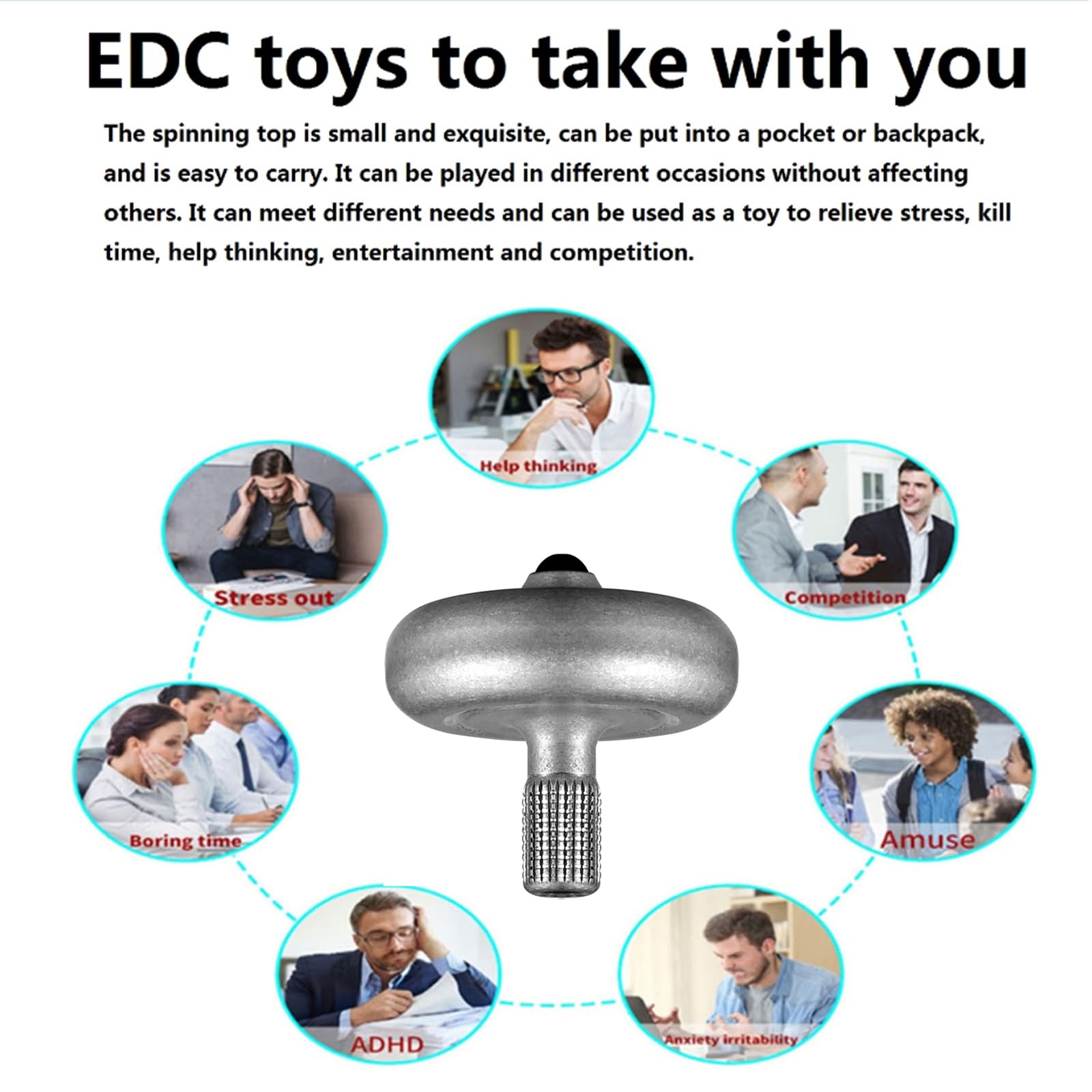 Premium Precious Titanium Spinning Top, Spin Long Time Exceed 10 Minutes, Perfect Balance, Metal Kinetic Desk Fidget Toy, Wear-Resistant Drop-Resistant Does not Rust (Thor Stone Washing Gray)