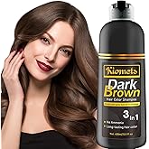 KILOMETS Dark Brown Hair Color Dye Shampoo, 400ml - 100% Grey Coverage in Minutes, Ammonia Free - Gray Silver Hair Dye Shampoo