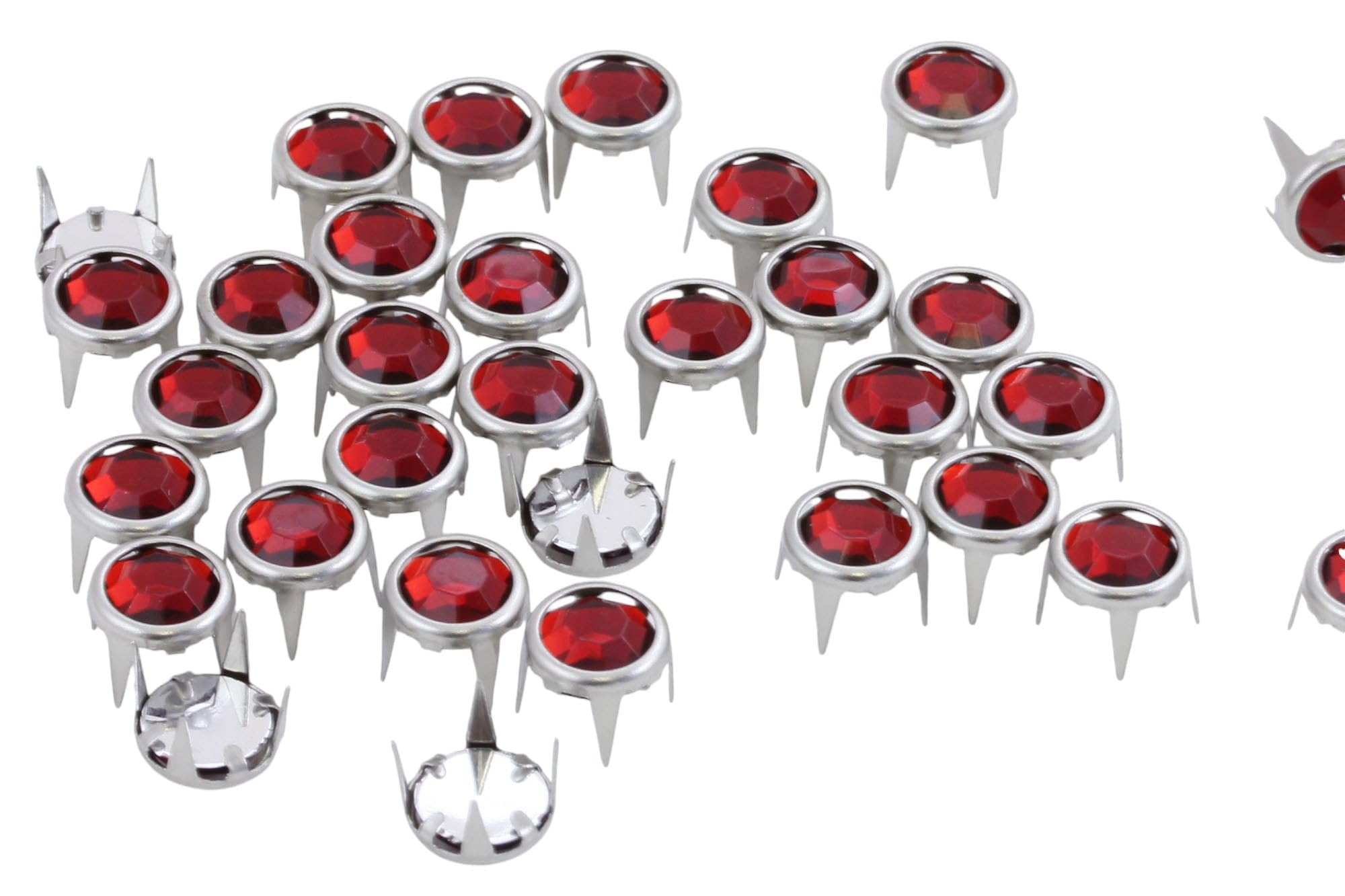 8mm Ruby CH17 Bedazzler Refills Rhinestones Preset Gemagic Studs Nailheads in Rims for Garment Embelishments Leatherwork DIY Crafts Decorate Shoes, Belts, Tee Size 34-50 Pieces
