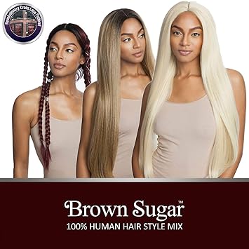 Amazon Com Mane Concept Human Hair Blend Lace Front Wig Brown