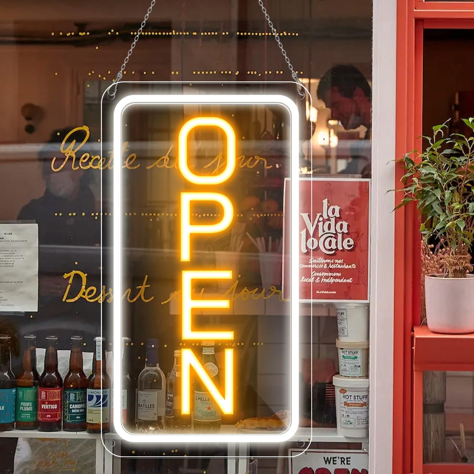 16"x 9" Adjustable Brightness Open Signs for Business, Ultra Bright Lighted Sign Open Powered by USB with ON/OFF, Electric Light up Sign for Stores, Restaurants Offices Retail Shops Window Storefronts