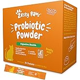 Zesty Paws Probiotics for Cats - Powder Meal Topper for Digestive, Immune System Support for Feline Biome - Premium DE111 Cat Probiotics for Digestive Health - Fiber & Yeast Extract - Pumpkin - 30 Ct