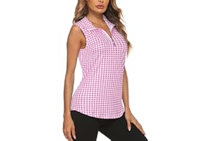 Koscacy Women's Sleeveless Golf Tennis Polo Shirts Zip Up Dry Fit Workout Tank Tops Athletic Shirt